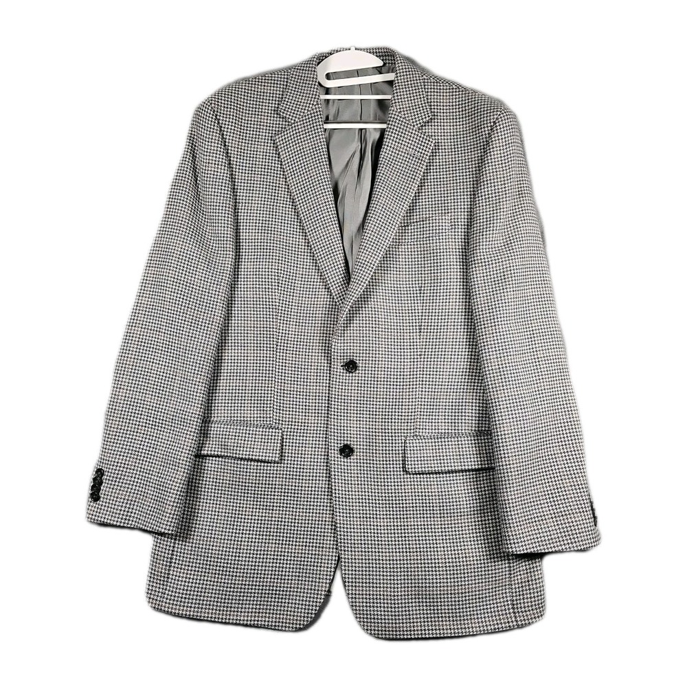 Michael Kors Blazer Mens 42L Classic-Fit 100% Wool Sport Coat‎ Grey Houndstooth